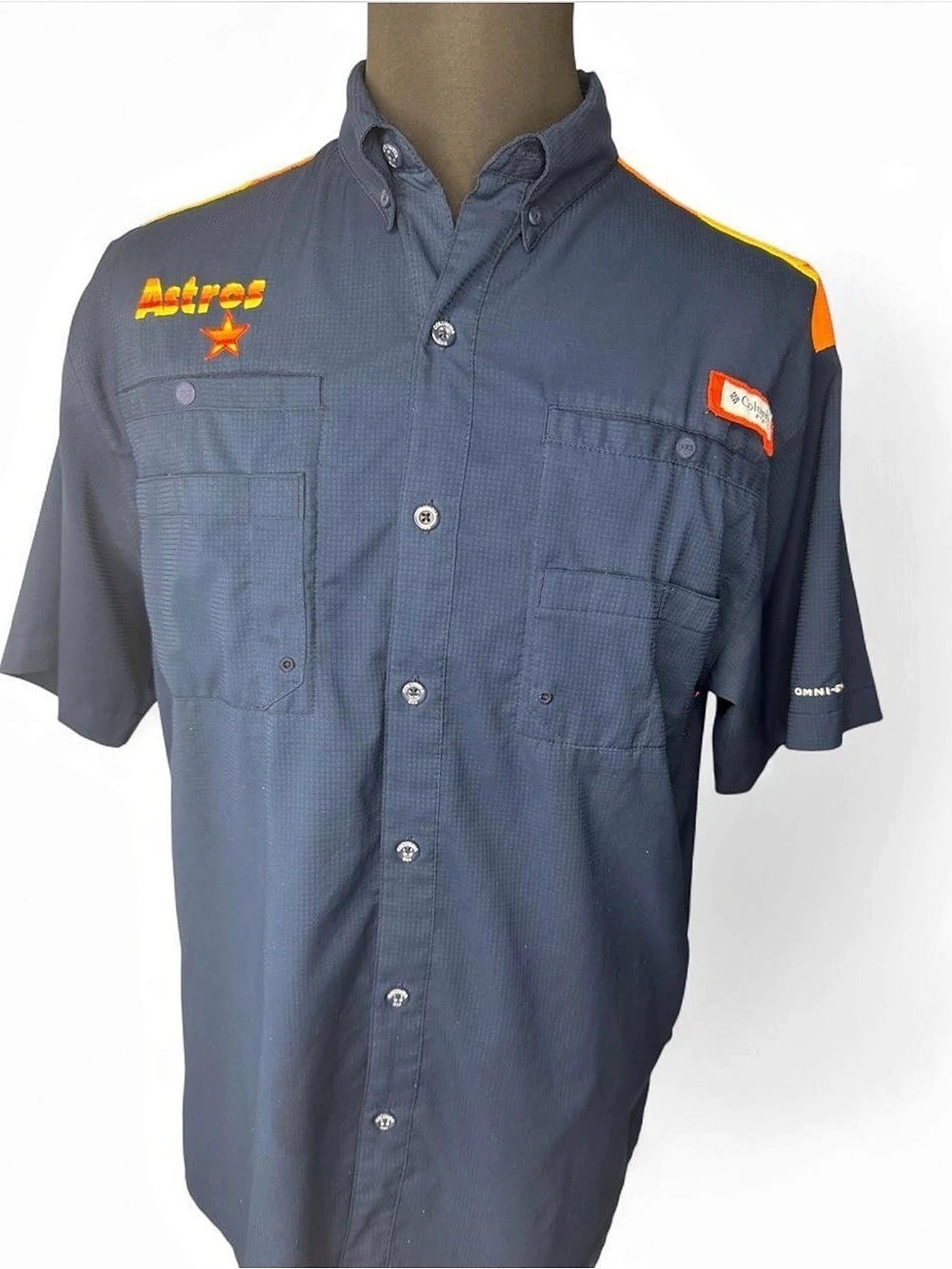 Columbia PFG Astros shirt Astros Color Block Shirt Size Medium